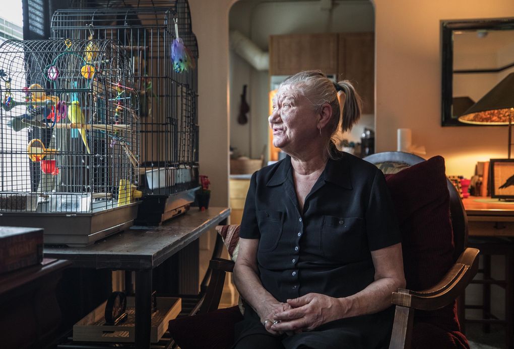 Alise Way is battling with her landlord over an eviction case and fears the visits to the courthouse because of coronavirus. She has cancer that her doctor has described as inoperable. (Steve Ringman / The Seattle Times)