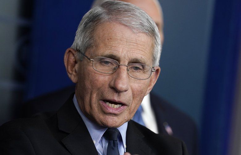 Dr. Anthony Fauci, director of the National Institute of Allergy and Infectious Diseases, speak during a press briefing with the coronavirus task force, at the White House, Tuesday, March 17, 2020, in Washington. (AP Photo/Evan Vucci) DCEV221 DCEV221
