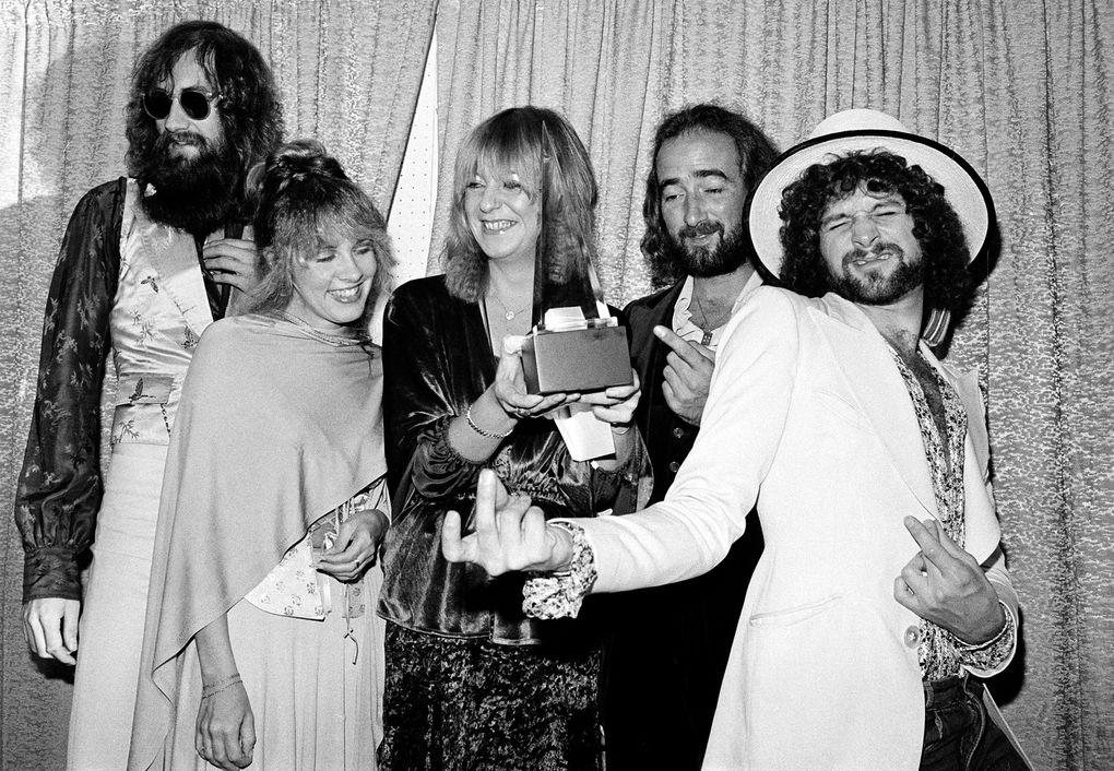 Fleetwood Mac poses at the 1978 American Music Awards after “Rumours” won best pop/rock album. A month later, it was named Album of the Year at the 20th Grammys. (Nick Ut / Associated Press, file)