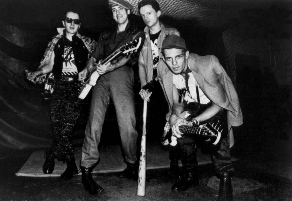 Members of British punk band The Clash are shown in 1983. From left: Joe Strummer, Mick Jones, Terry Chimes and Paul Simonon. (The Associated Press)