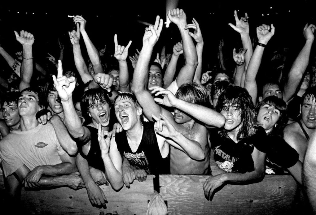 Heavy metal fans at the “Monsters of Rock” show in the Kingdome in 1988. (Benjamin Benschneider / Seattle Times)