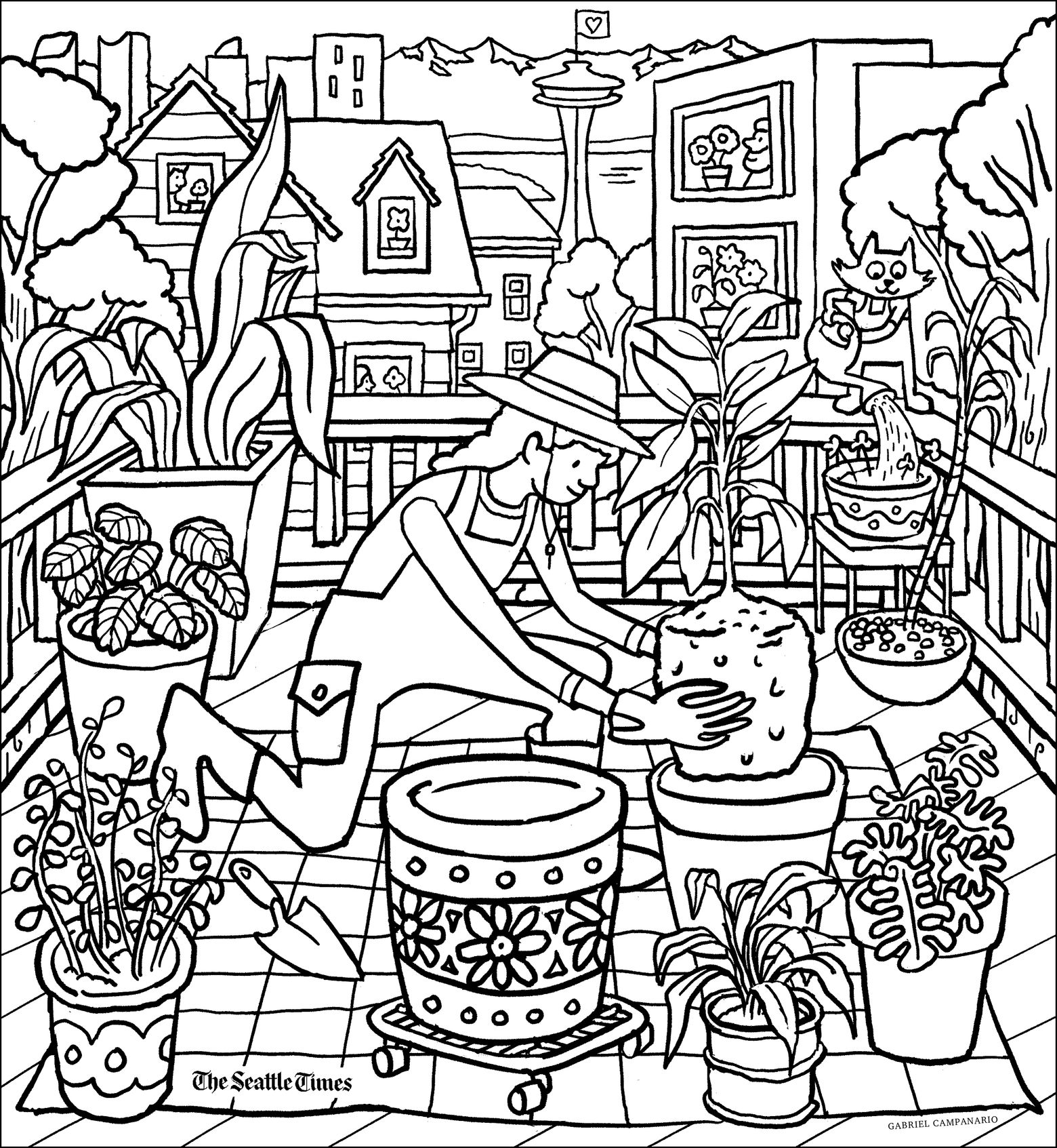 Hey kids, download and color our Seattle themed coloring page of ...