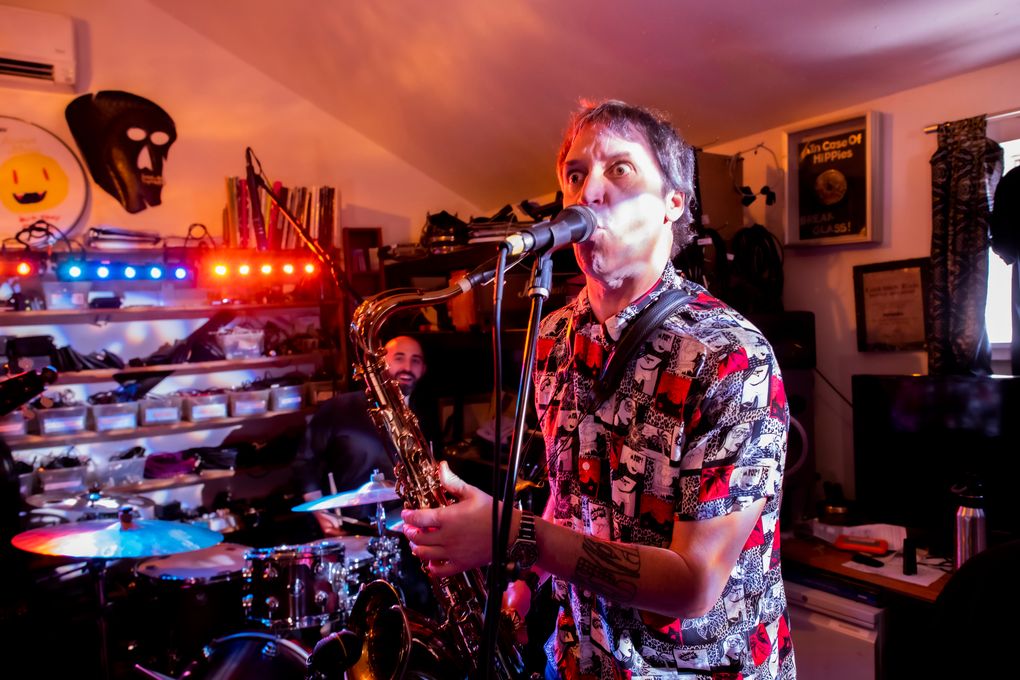 Seattle jazz fusionist Skerik led his band in a livestreamed performance after a Nectar Lounge show was canceled. (David McGraw)