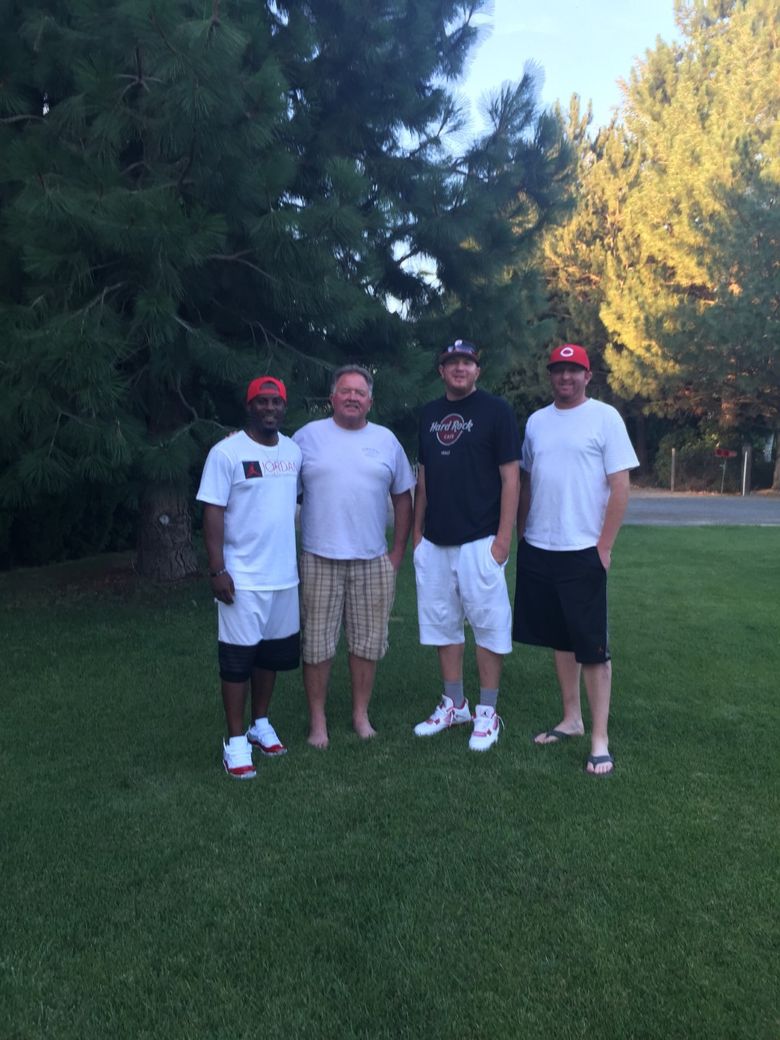 Caption: From left to right, Junior Adams, Guy Thomas, Tyler Thomas and Troy Thomas at the Thomas’ home in Prosser (Courtesy Teresa Thomas).