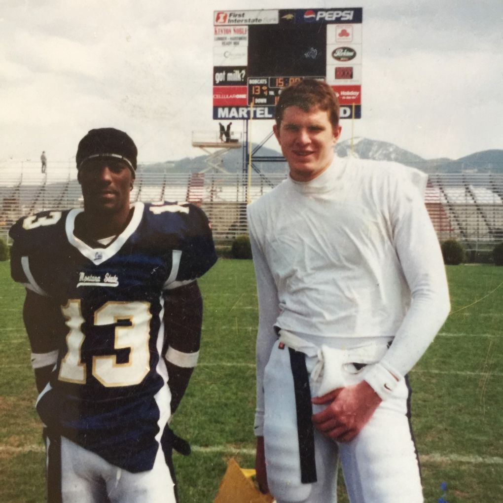 Junior Adams and Tyler Thomas at Montana State. (Courtesy Teresa Thomas)
