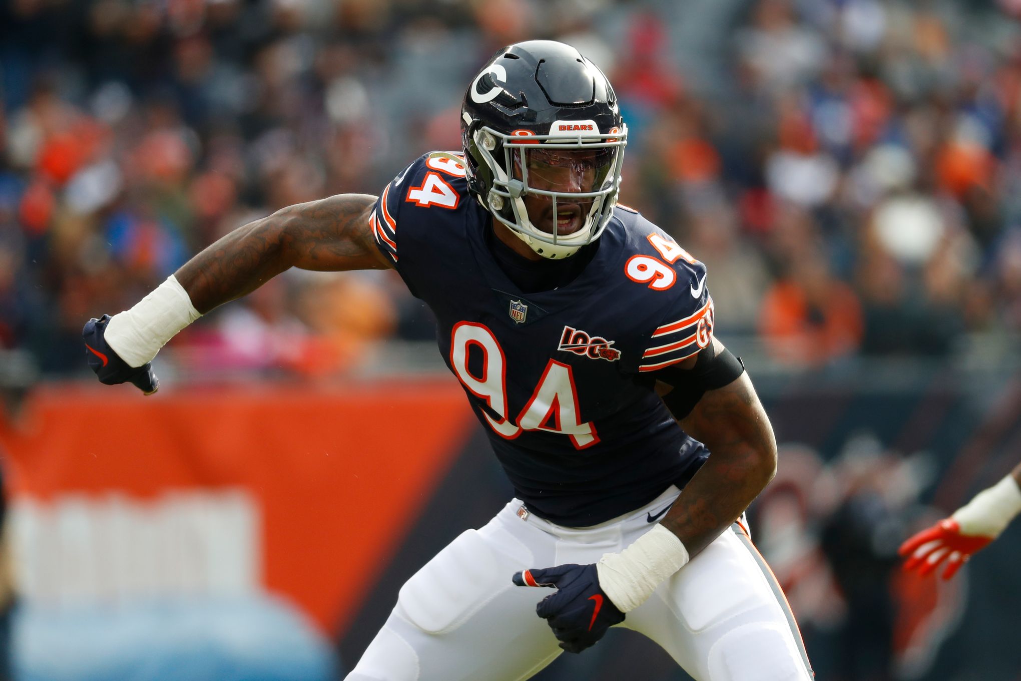 FILE - Chicago Bears defensive end Robert Quinn (94) rushes during