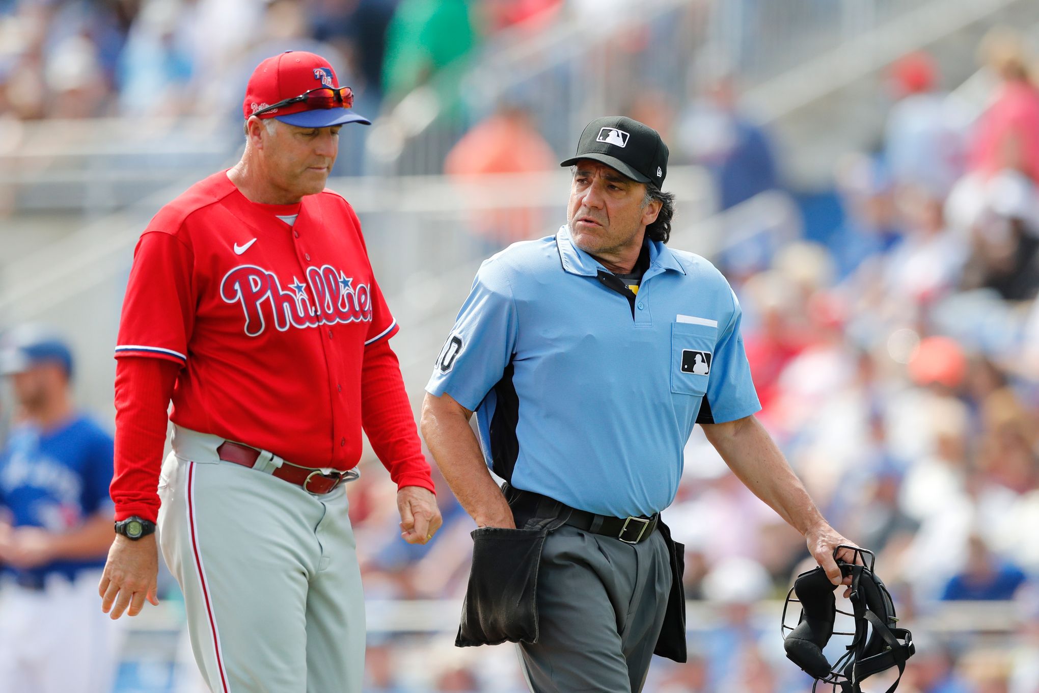 Manager Joe Girardi, Rhys Hoskins, J.T. Realmuto, Scott Kingery