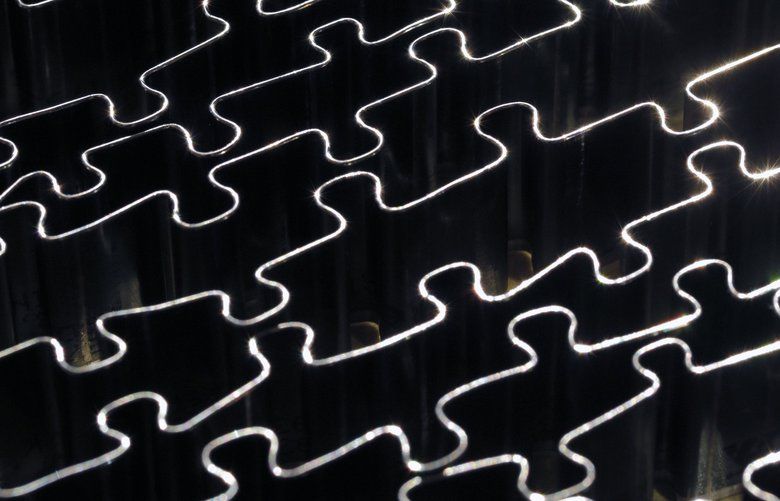 Steel cutting strips in the shape of puzzle pieces, which are drawn by hand, at the factory of Ravensburger, a German puzzle maker with global sales of about $600 million, in Ravensburg, Germany, on April 2, 2020. The company has been trying to meet the sudden blizzard of orders even as social-distancing measures have limited the number of puzzles it is able to produce. (Roderick Aichinger/The New York Times) XNYT147