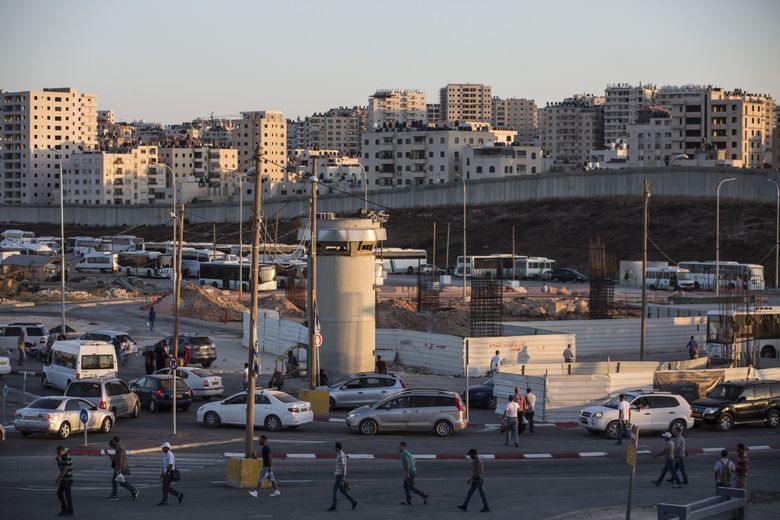 The Qalandia checkpoint  leads from the West Bank to Jerusalem and Israel. According to the Coordinator of Government Activities in the Territories Unit, in June 2019, 1,295,893 Palestinian employees entered to work in Israel out of 2,113,061 total Palestinians, and the office issued 83.354 entering permits to Palestinians.
(Heidi Levine/SIPA Press)