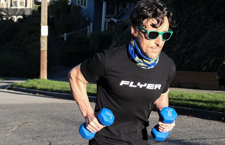 Don’t let the size of the dumbbells fool you. Carrying even the lightest weights while you walk or run — especially uphill! — can add a gnarly degree of difficulty to any workout.