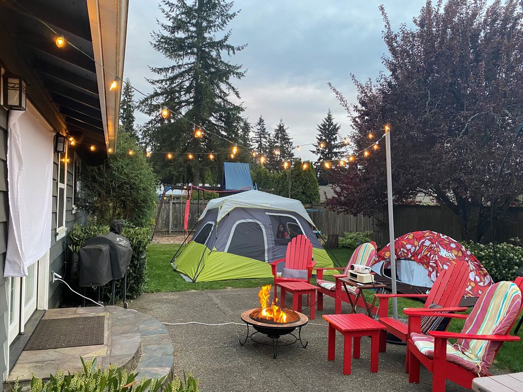 Sheepa Bali (Bansal) and her family set up tents in the backyard of their home in Kirkland as part of Washington State Parks Foundation’s Great Washington Camp-In earlier this month. (Sheepa Bali (Bansal))