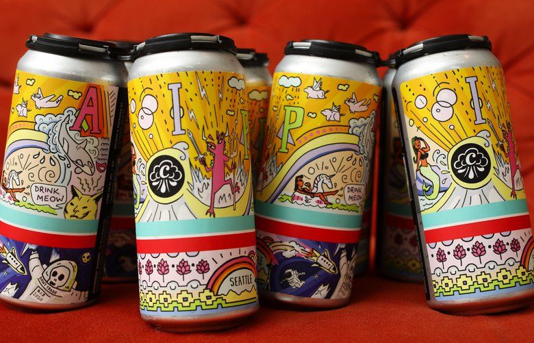 Cloudburst Brewing has started releasing its IPAs in cans, with two four-packs seen Wedneday April 22, 2020, in Seattle. 
 213740