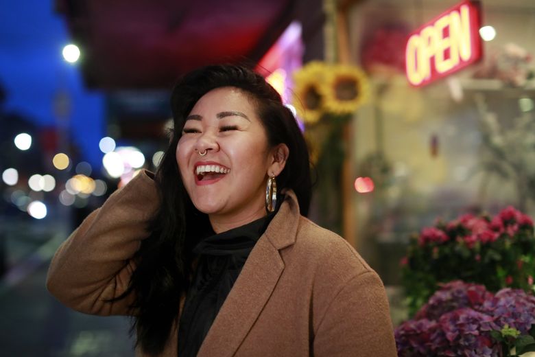 Sara Porkalob, an actor, musician, director, storyteller and activist, has seemed to be everywhere on and behind Seattle stages in recent years. She recently took her acclaimed show “Dragon Lady” to the East Coast and is now prepping for her Broadway debut. (Erika Schultz / The Seattle Times)