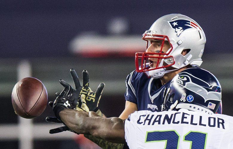 This hit on Rob Gronkowski by Kam Chancellor briefly took the New England receiver out of the game. during the second quarter of the game, Sunday, November 13, 2016 at Gillette Stadium in Foxborough, MA.