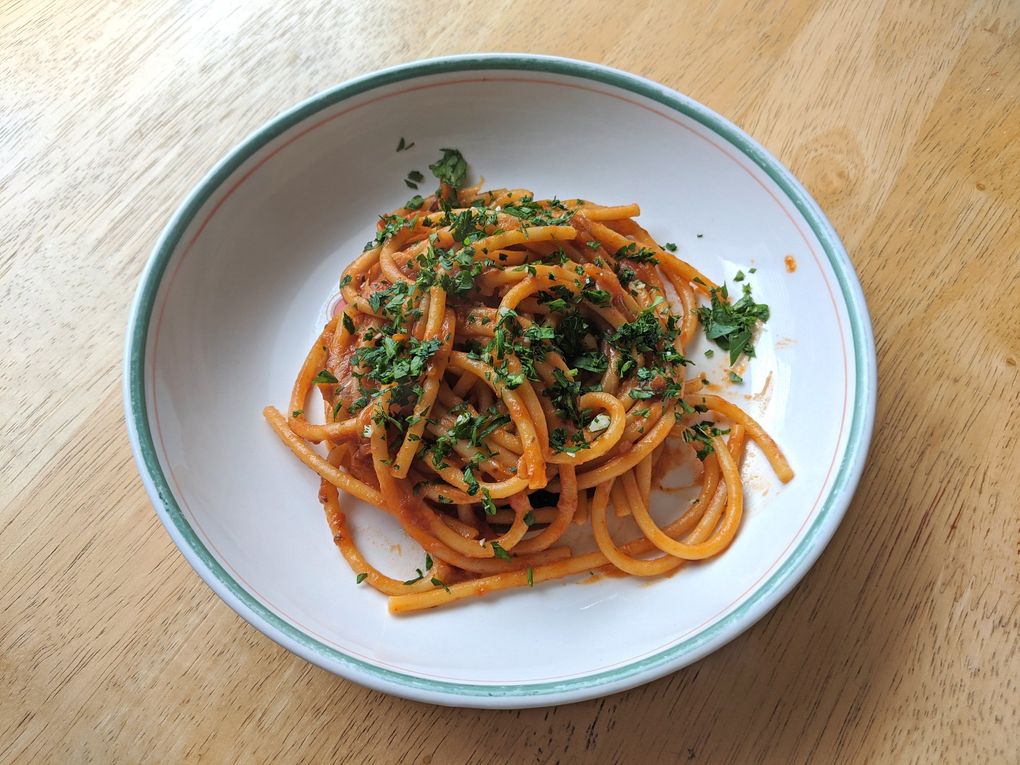 Alison Roman’s caramelized shallot pasta is good, but maybe not good enough to make it into your weekly dinner rotation. (Jackie Varriano / The Seattle Times)
