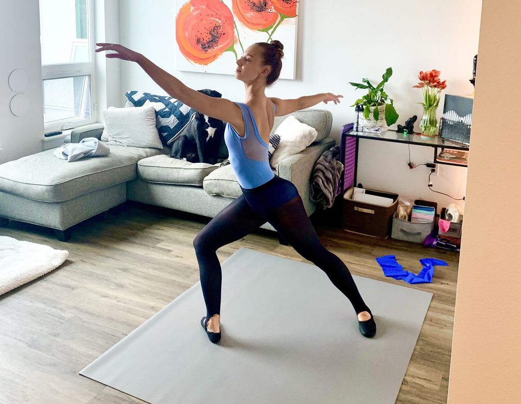 Pacific Northwest Ballet corps de ballet member Juliet Prine works out at home. (Christopher Brown)