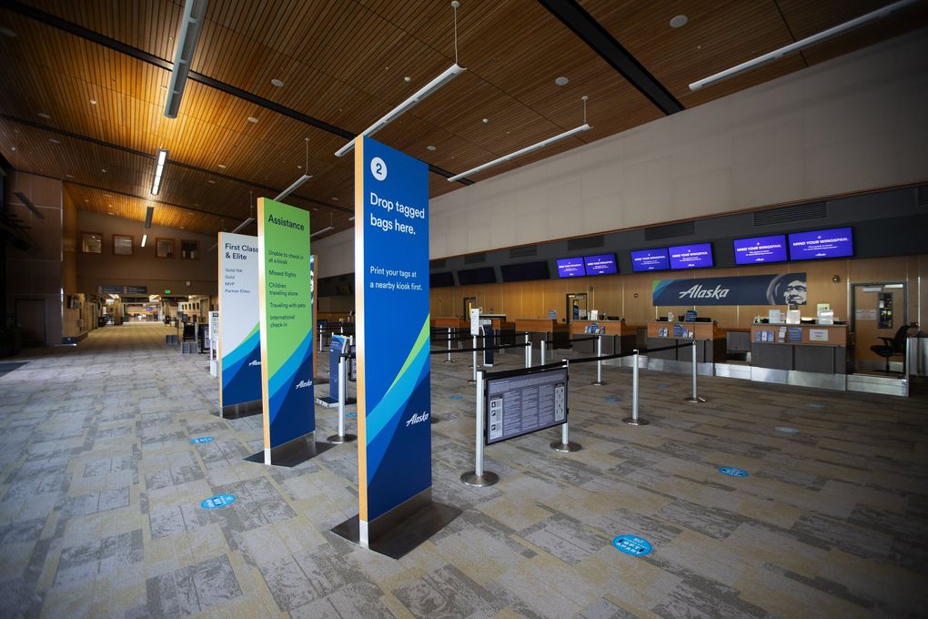 Traffic at Bellingham International Airport is down to a single daily Alaska Air flight. In recent years the airport raced to expand to accommodate burgeoning Canadian tourist traffic that no longer exists. (Mike Siegel / The Seattle Times)