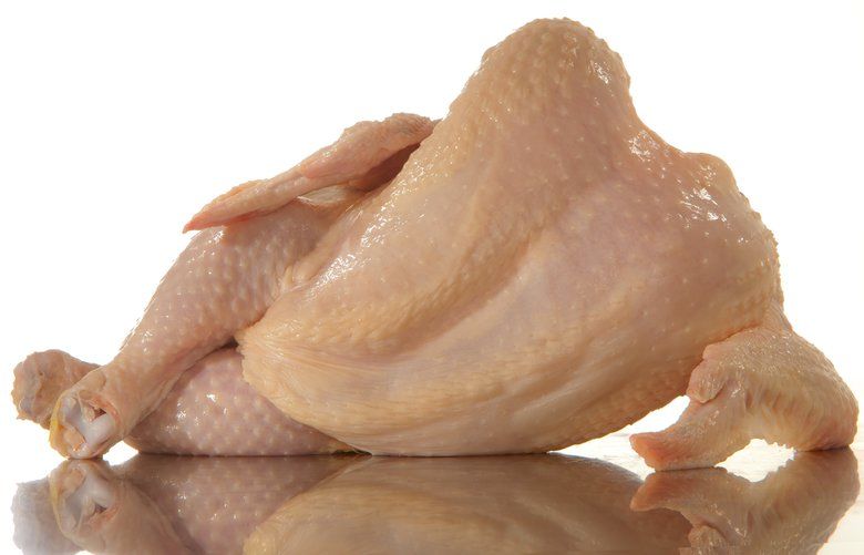 FILE — A whole raw chicken in repose, in New York, Sept. 21, 2011. Chicken is America’s most popular meat, but undercooked chicken, when contaminated, is also a leading source of food-borne illness. (Tony Cenicola/The New York Times) XNYT9 XNYT9