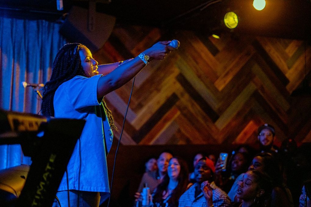 Rising Seattle R&B artist LIV+ performs last fall at Beacon Hill’s Clock-Out Lounge. The 2-year-old club has become a fast favorite among Seattle musicians. (Quinton Peters)