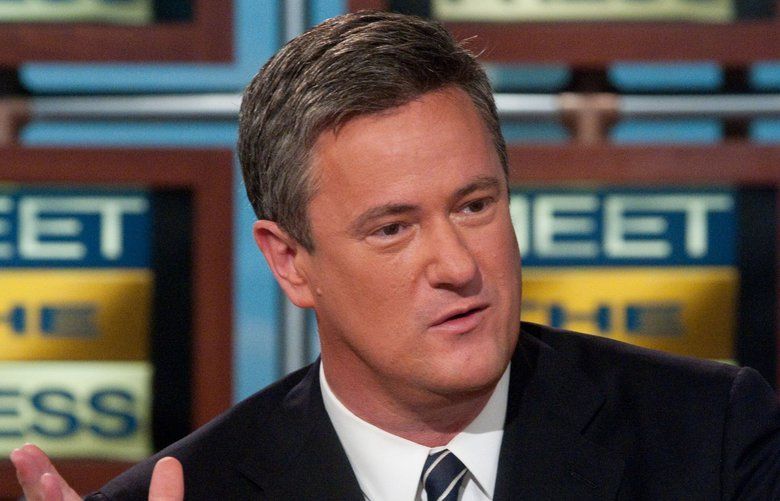 FILE – In this April 3, 2009 file photo originally released by NBC, Joe Scarborough, host of MSNBC’s “Morning Joe” right discusses the future of the Republican party on NBC’s “Meet the Press” in Washington. MSNBC says it’s suspending morning host Joe Scarborough for two days without pay for making political contributions.The eight donations, each for $500, violate NBC News policy, MSNBC president Phil Griffin said Friday, Nov. 19, 2010. (AP Photo/NBC, William B. Plowman, file) NYET317