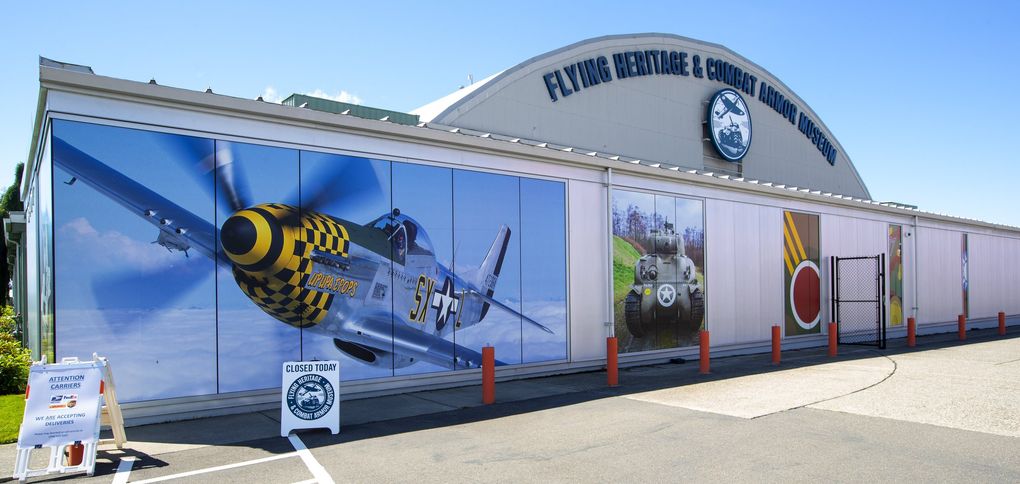 The Flying Heritage & Combat Armor Museum, located at Paine Field in Everett, was founded by Paul Allen and served as a showcase for his military aircraft, vehicle and artifact collection. (Mike Siegel / The Seattle Times)