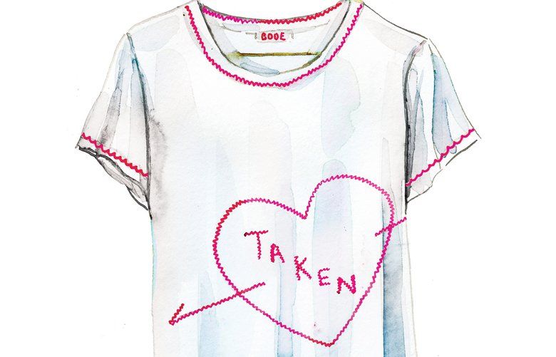 No sewing experience is needed to make a “sweetheart” T-shirt as a present for that significant other you may not have seen IRL for some time. (Samantha Hahn/The New York Times) — NO SALES; FOR EDITORIAL USE ONLY WITH NYT STORY DIY SWEETHEART SHIRT BY GUY TREBAY FOR MAY 19, 2020. ALL OTHER USE PROHIBITED. — XNYT141 XNYT141
