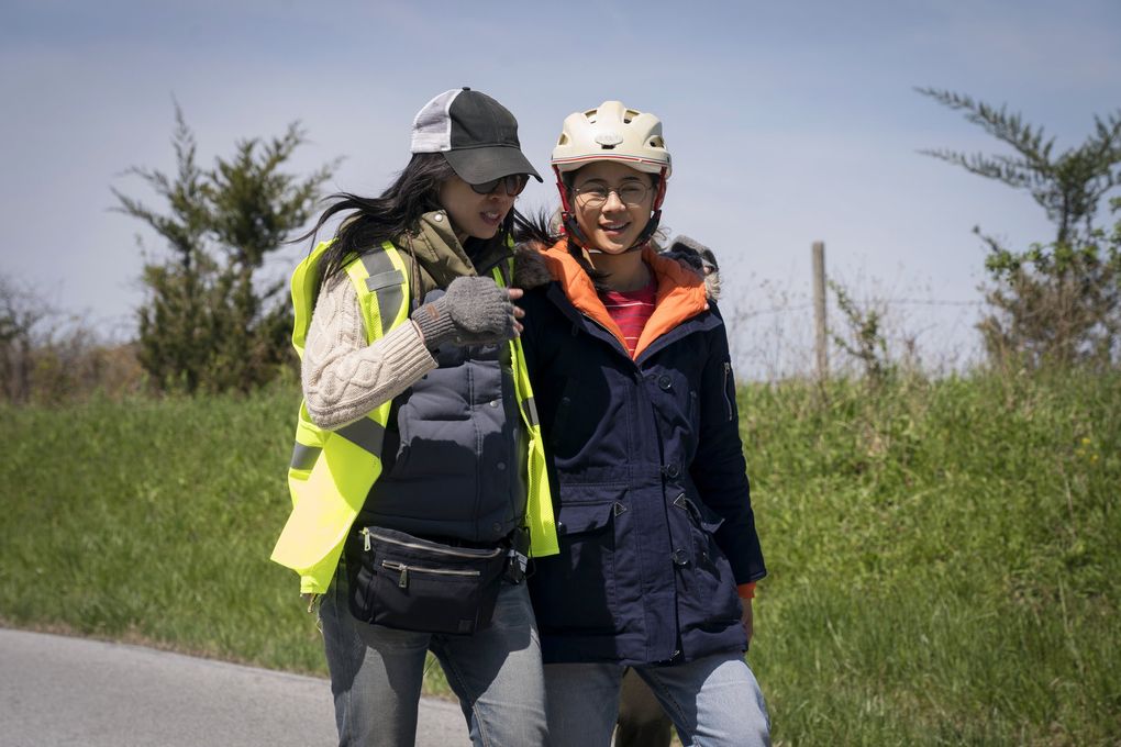 Director Alice Wu works with actor Leah Lewis on Netflix’s “The Half Of It.” (KC Bailey / Netflix)