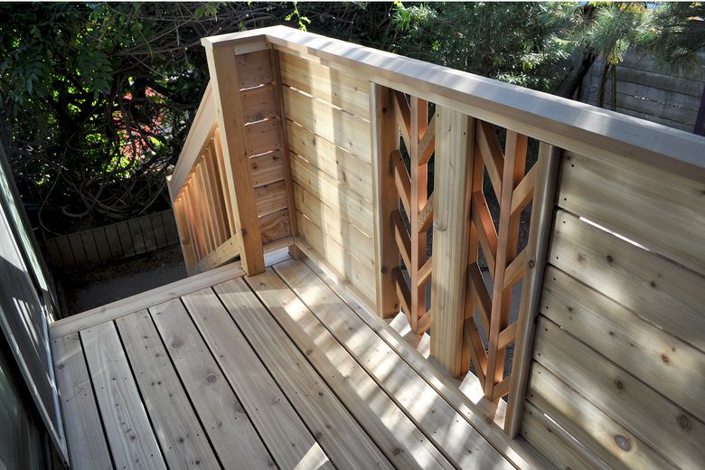 Cedar is a good medium for creative designs and finishes on railings.