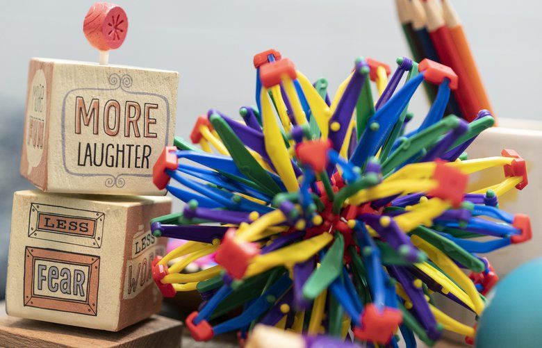 A collection of stress-relieving items sits in the center of mental health therapist Farah Hussein’s office at South High School in Minneapolis. The city of Minneapolis runs the school-based clinic. 1426258