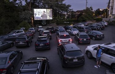 Seattle’s Canlis Restaurant has converted its parking lot into a drive-in theater to raise funds for local nonprofits.

Photographed June 25, 2020 214329
