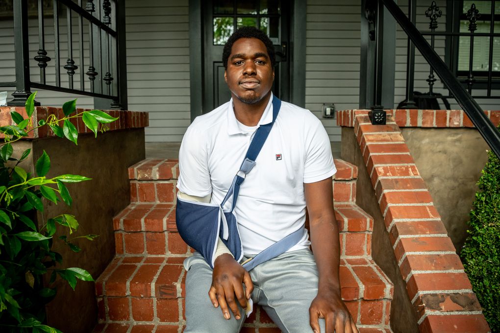 Dan Gregory, 27, was shot as he tried to stop the driver of a car headed toward protesters on June 7 in Seattle, according to prosecutors. The driver has been charged with assault. (Photo by Stuart Isett for The Washington Post)