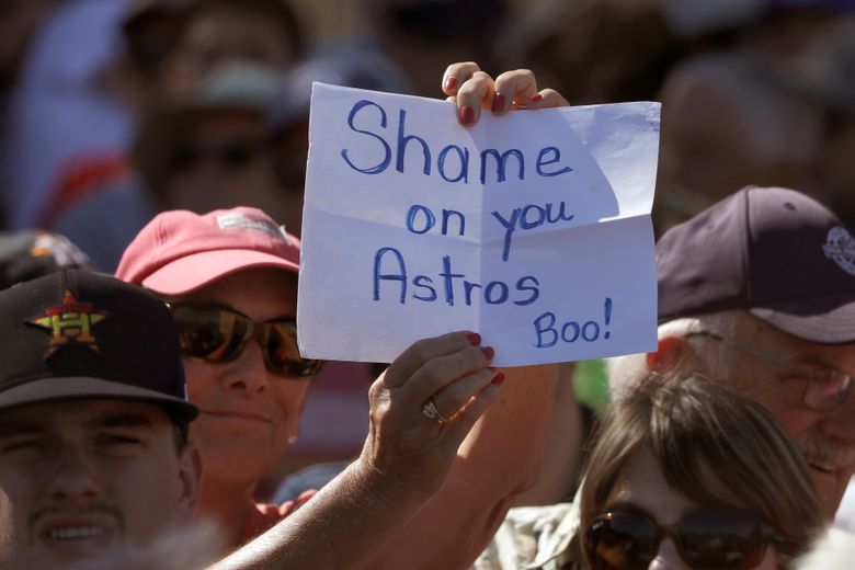Houston Astros players heckled by fans during batting practice at spring  training