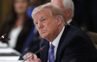 President Donald Trump listens during a “National Dialogue on Safely Reopening America’s Schools,” event in the East Room of the White House, Tuesday, July 7, 2020, in Washington. (AP Photo/Alex Brandon) DCAB434 DCAB434