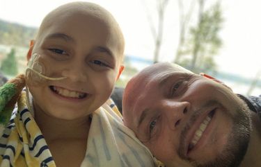 Ryan Dwyer and stepdaughter Violet Martinez both battled cancer last year and are helping give to back to those who took care of them.