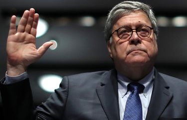 Attorney General William Barr is sworn in to testify before the House Judiciary Committee on Capitol Hill in Washington, on Tuesday, July 28, 2020. Lawmakers are prepared to press for explanations on the federal response to nationwide protests of police killings of Black Americans and the handling of criminal cases involving President Trump’s allies. (Chip Somodevilla/Pool via The New York Times) — FOR EDITORIAL USE ONLY — XNYT37 XNYT37