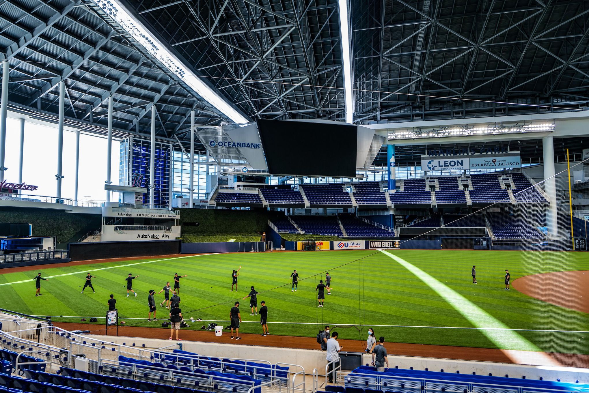 Fans check out unique aspects of Marlins Park, including the