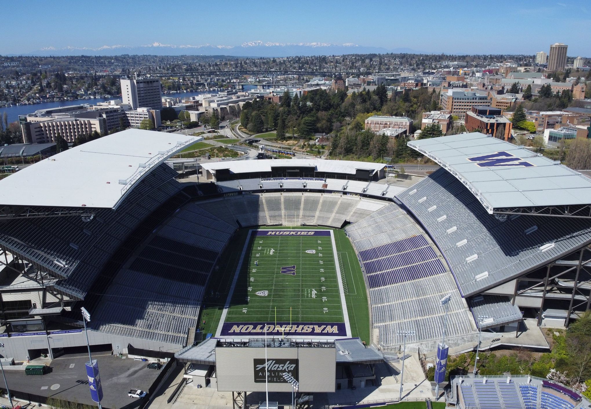 A general overall aerial view of Husky Ballpark, Wednesday, June