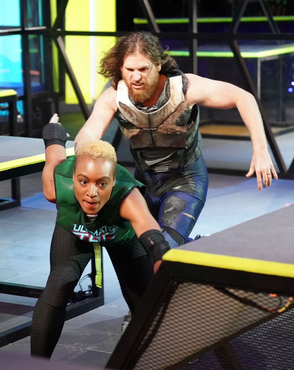 Tagger “Horse” (Zac Gordon, right) chases a contestant in Fox’s “Ultimate Tag.” (FOX)