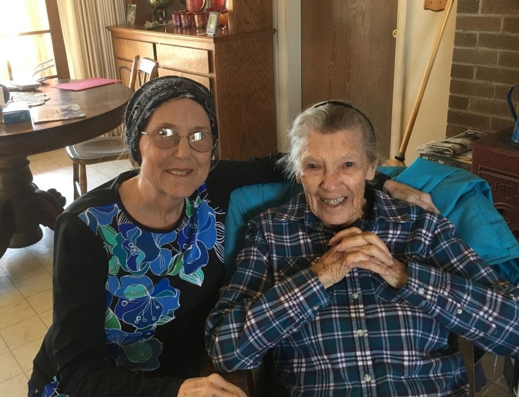 Valerie Hirschberg, left, a Sequim resident, is still mourning the loss of her mother, Dorothy LaRue, right, who died in April in Arizona. Her mom advised her not to come because the risk of flying was too great, so Hirschberg stayed home. (Courtesy of Valerie Hirschberg)