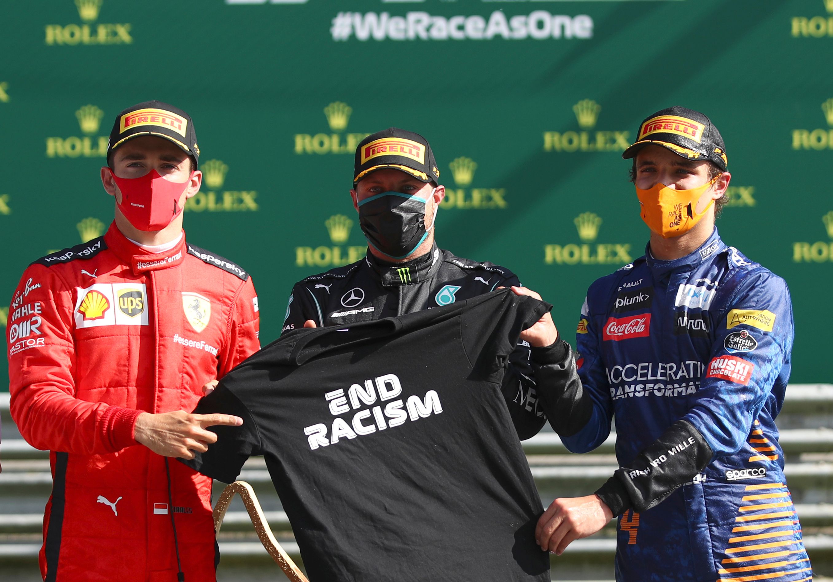 F1 Drivers all wear End Racism T shirts but 6 don t kneel The