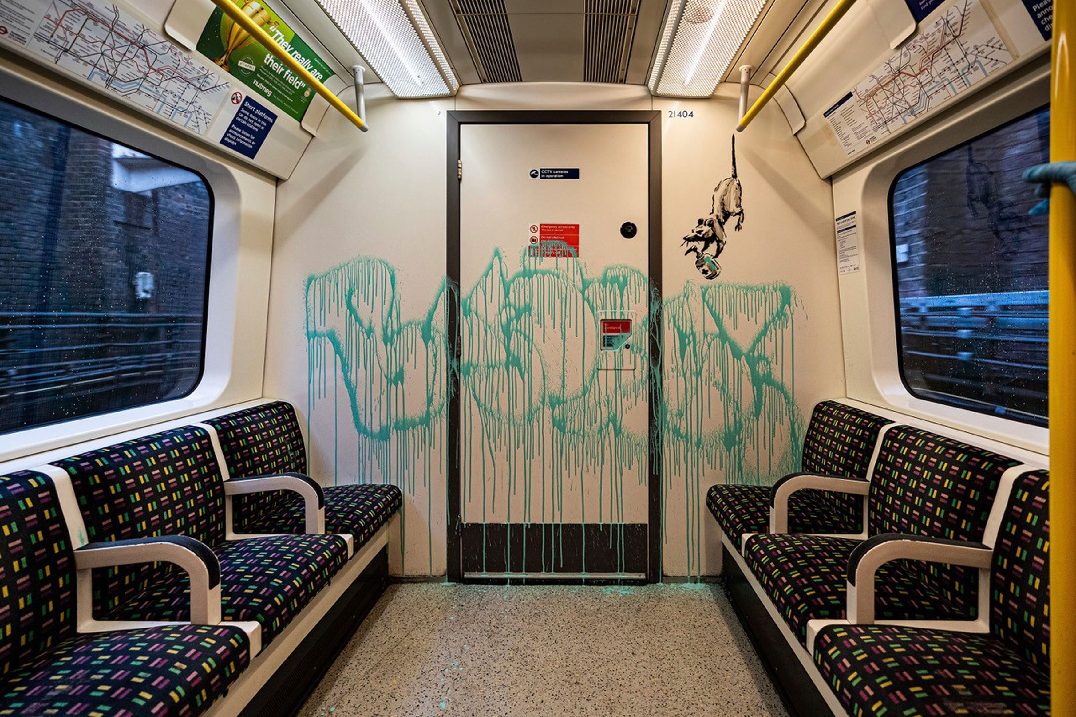 Banksy's last COVID-19 tags scrubbed from London Tube train | The Seattle  Times