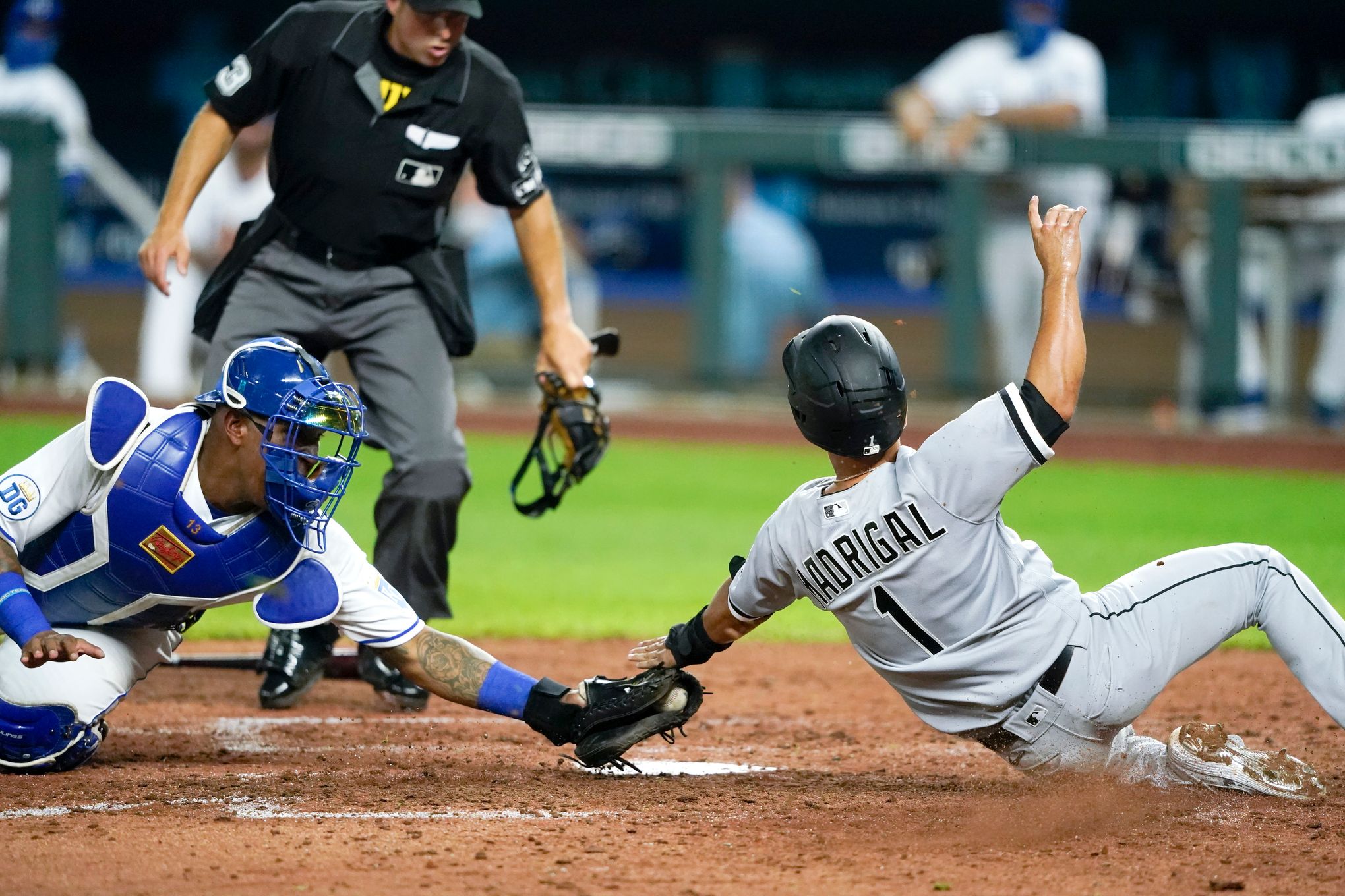 CHICAGO, IL - APRIL 28: Chicago White Sox second baseman Leury Garcia (28)  rounds the bases after a solo homerun in the sixth inning of an MLB game  against the Kansas City