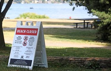 Matthews Beach is closed to high amounts of bacteria in the lake, making it unsafe to swim. 214664