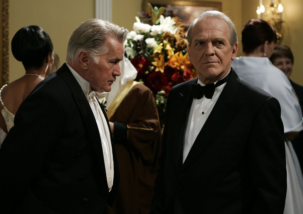 Martin Sheen as President Josiah Bartlet, left, and John Spencer as Leo McGarry were resplendent in TV series “The West Wing,” but the show doesn’t quite hold up today, says UW assistant professor Stephen Groening. (Mitchell Haddad/ NBC / Associated Press, file)