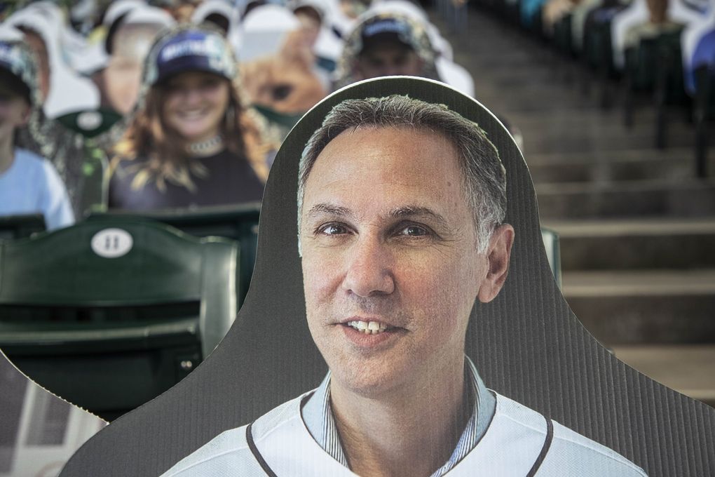 The late Steve Cunetta masterminded the “Sodo Mojo” slogan. Now, he’s among the thousands of cutouts of fans at T-Mobile Park. (Dean Rutz / The Seattle Times)
