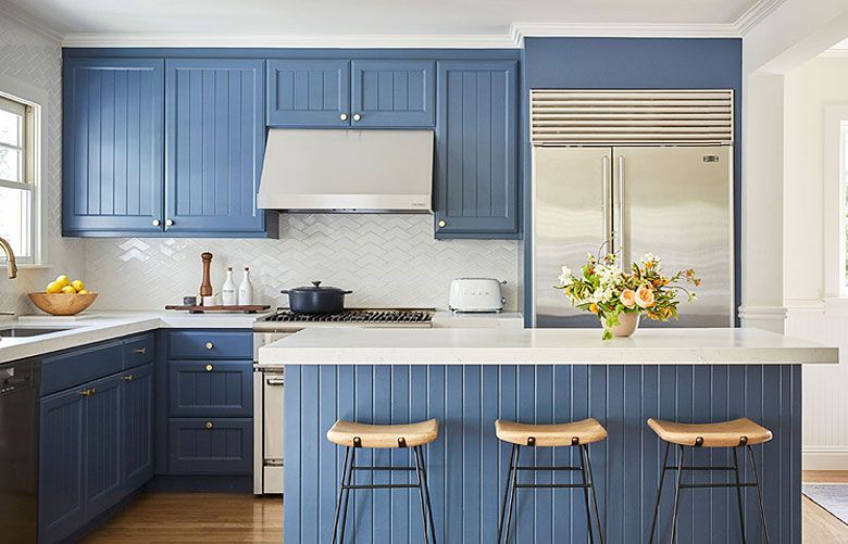 Ikea blue kitchen deals cabinets