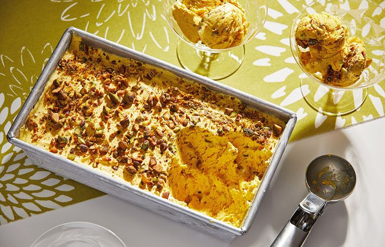This nochurn saffron pistachio ice cream recipe is golden The