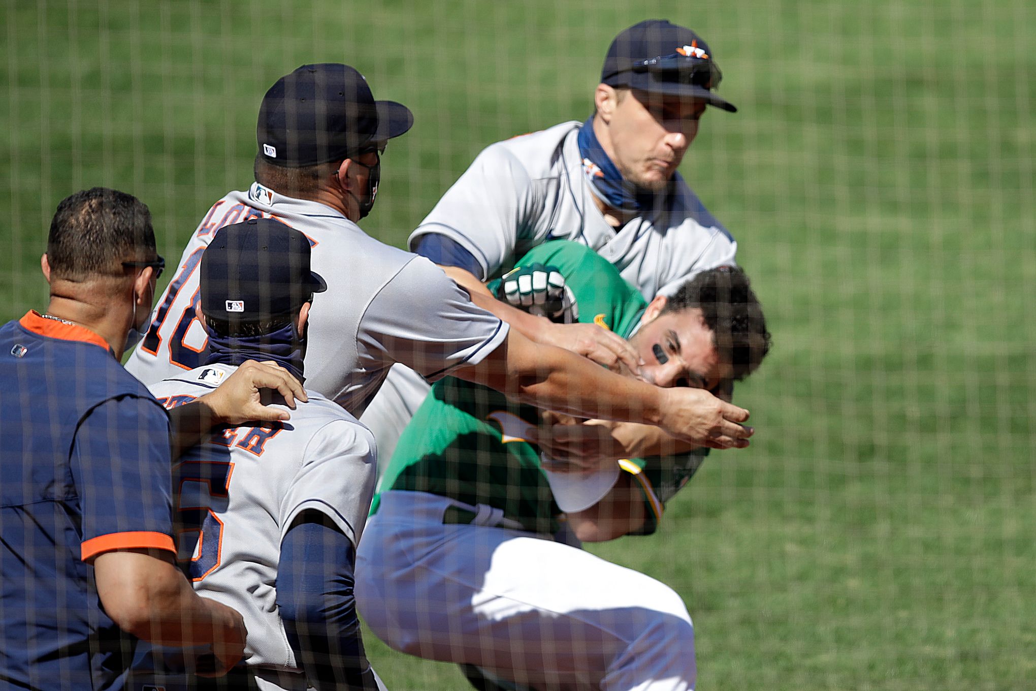 Astros, Athletics clear benches as rivals' tempers flare