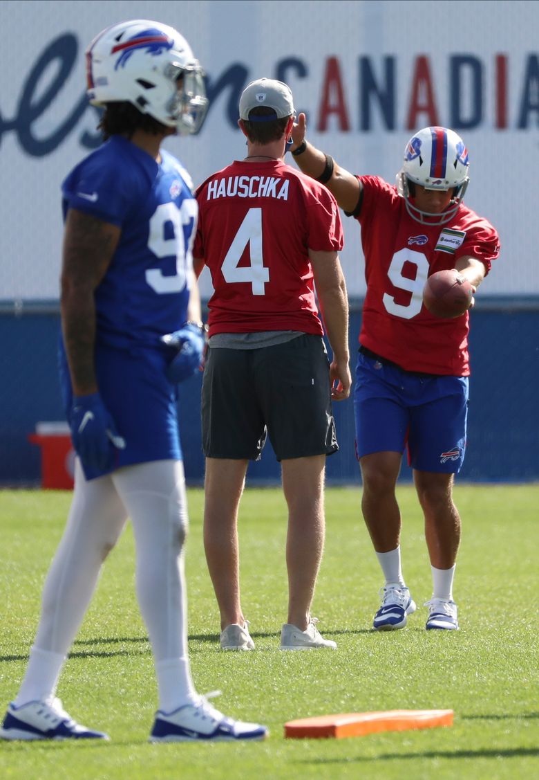 Buffalo Bills punter Corey Bojorquez (9) gets off a kick during