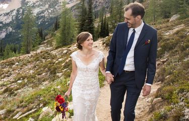 Katelin Kennedy and Ben Howell were forced to change their wedding plans after the coronavirus pandemic hit. So they decided to get married on a high alpine pass that overlooked the North Cascades, and had a small intimate ceremony.